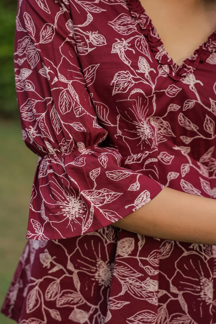 Muslin Coord Set Red Floral