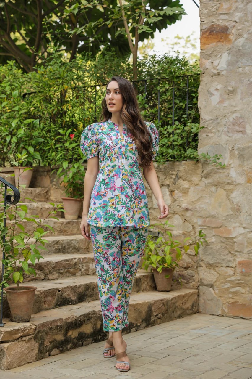 Floral bloom Muslin Co-ord Set