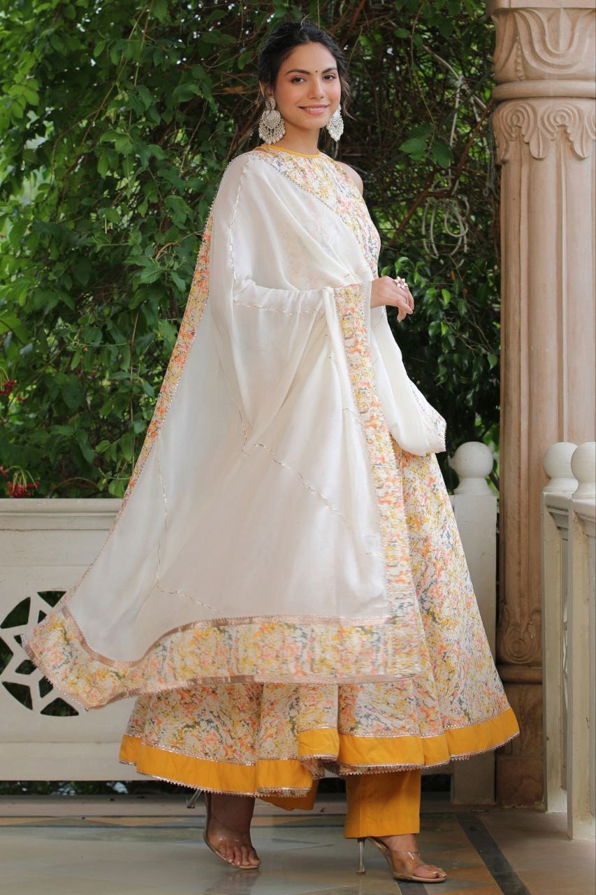 Halter Neck Anarkali Set Is Made From A Soft And Comfortable Cotton Blend