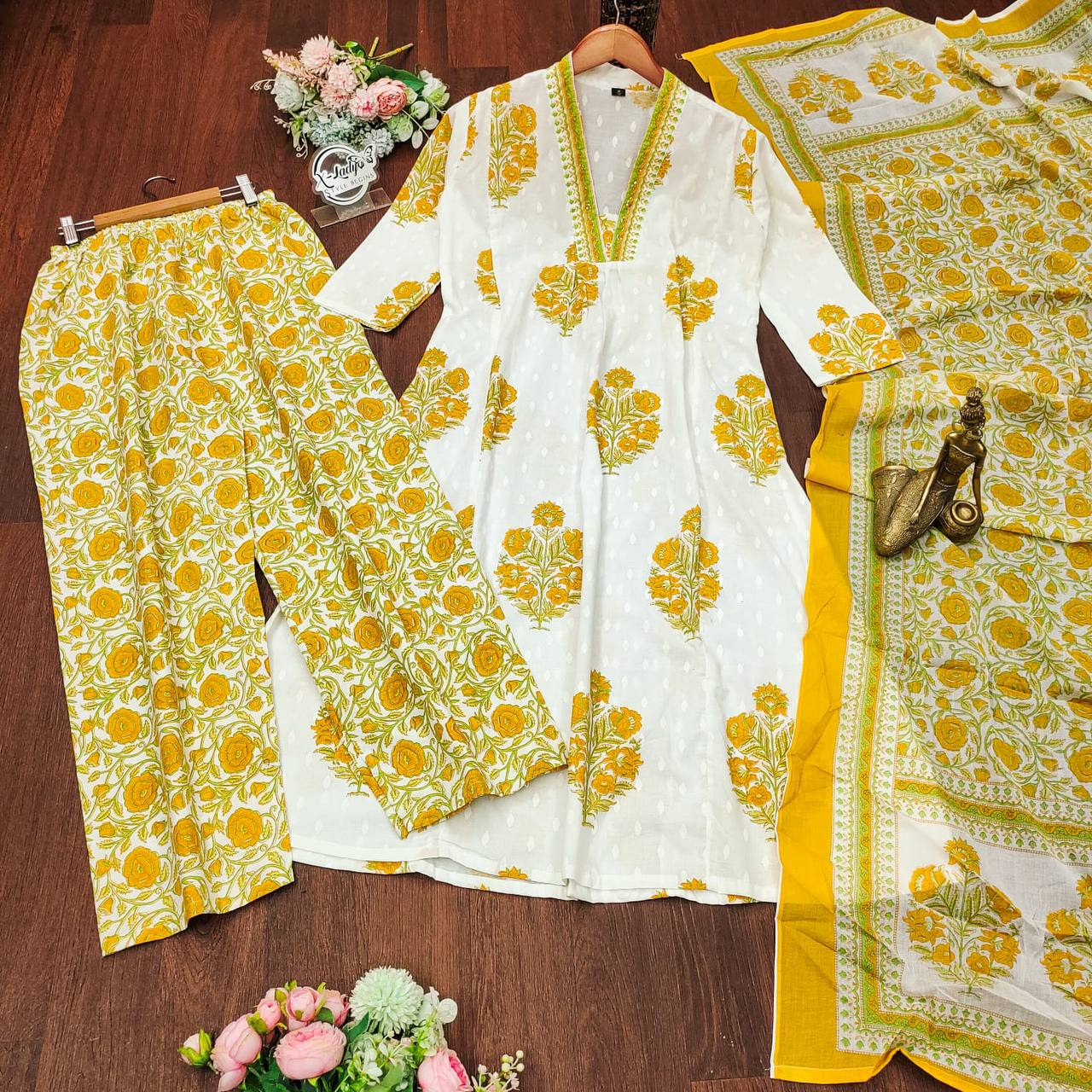 Sunshine Glow  Cotton Comfort  Set with Trouser & dupatta