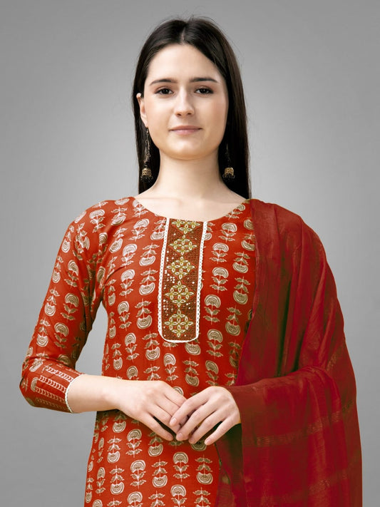 Red elegant Rayon Kurta set