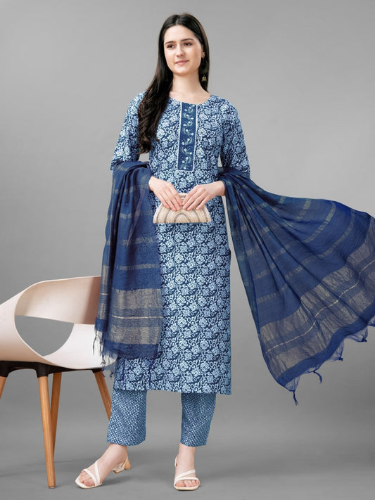 Calming Blue Fully Stitched Rayon Pakistani Kurta Set