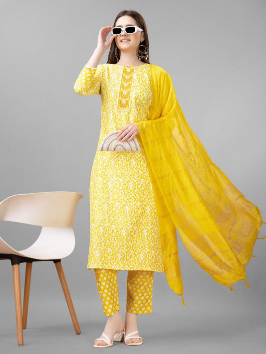 Happy Yellow Rayon Kurta set