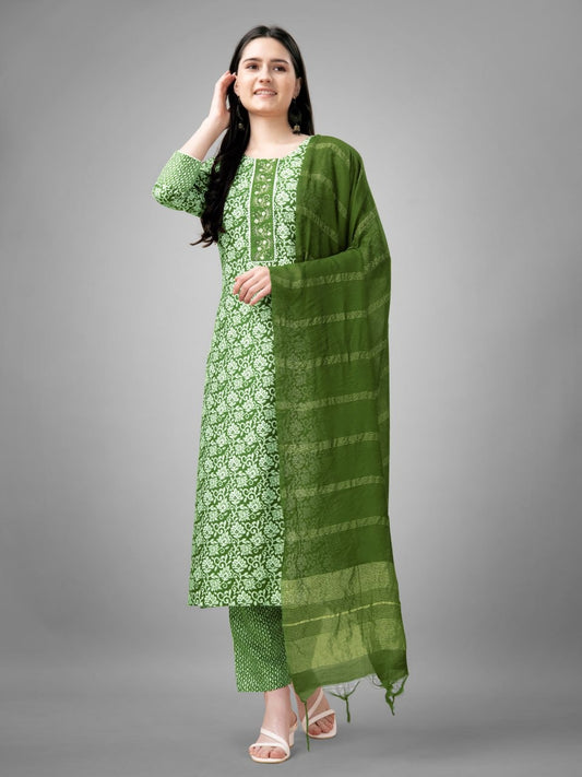 Green Fully Stitched Rayon Kurta set