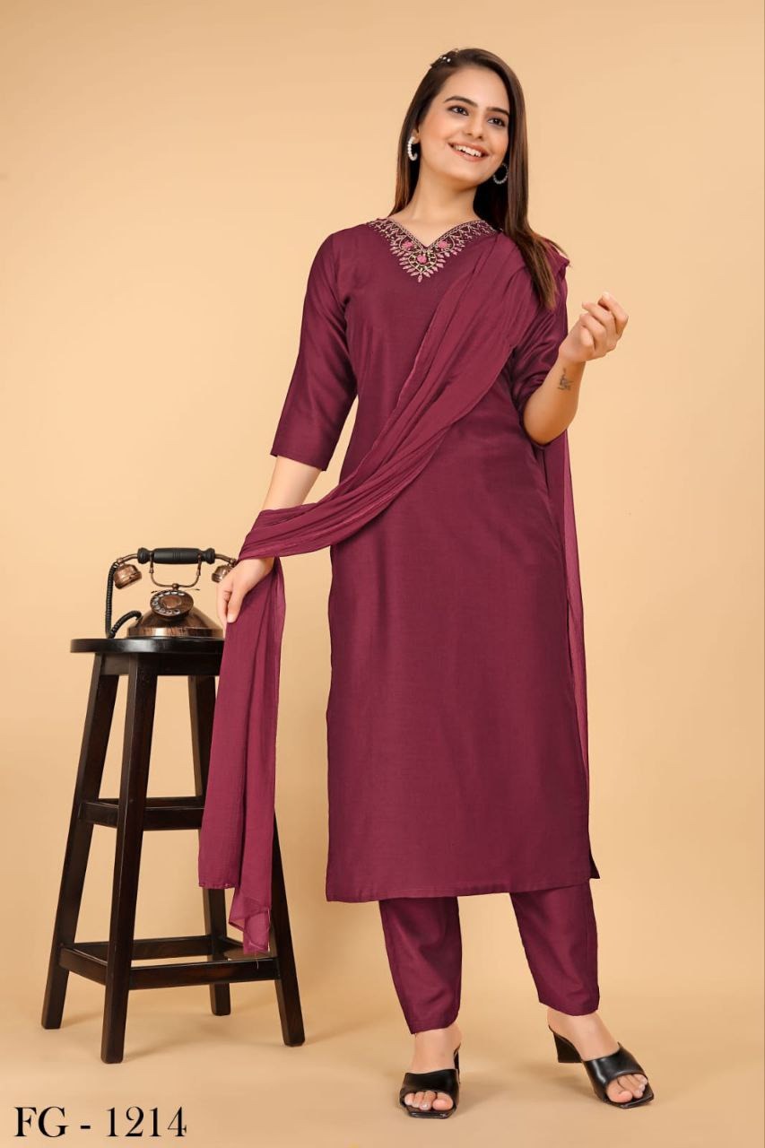 Serene Chic Pure Chiffon  Chinnon Kurta 3 Pc set