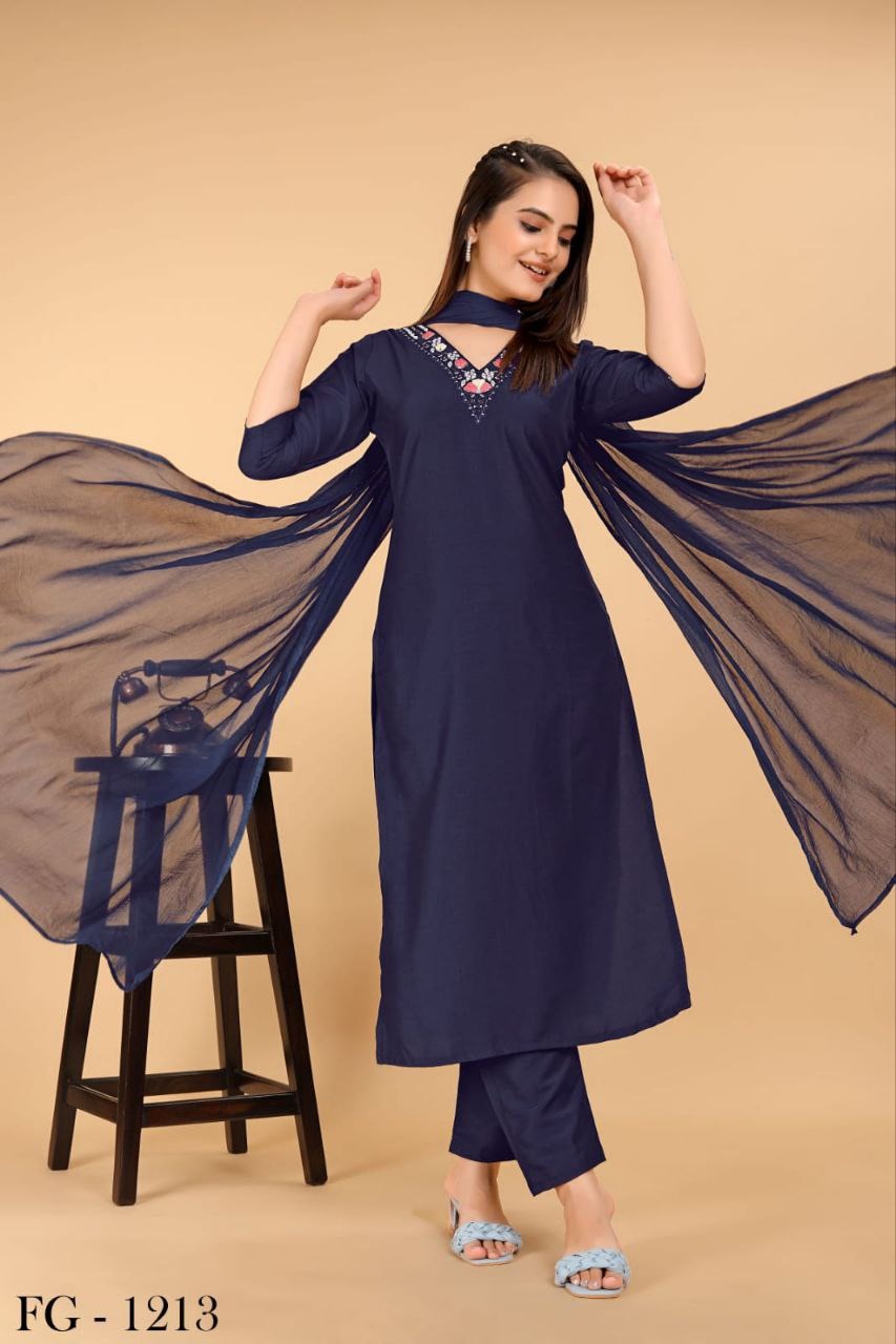 Serene Chic Pure Chiffon  Chinnon Kurta 3 Pc set