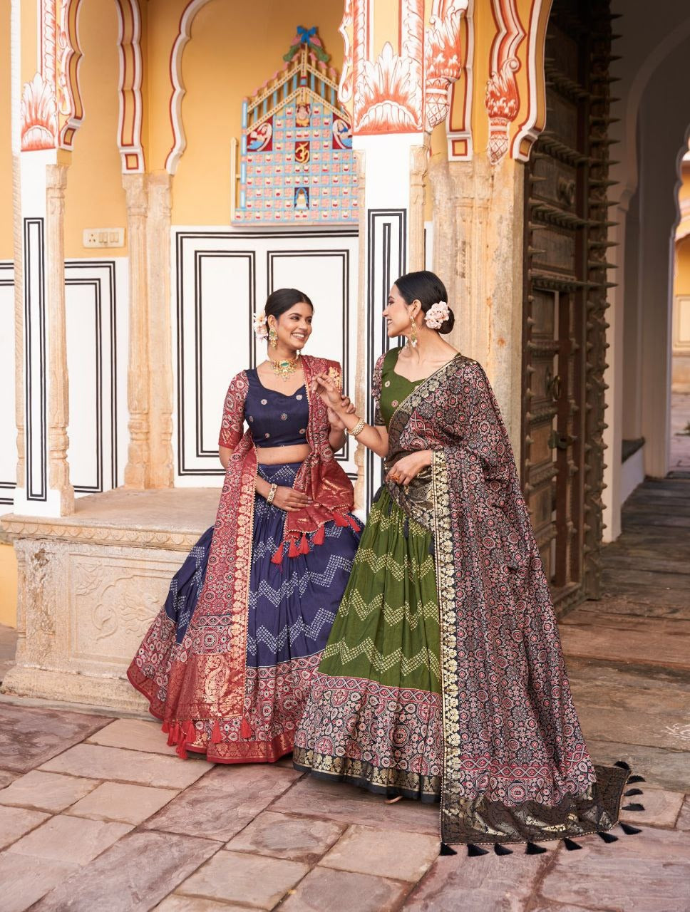 Silk Lehenga Choli With Tassels, Dot And Ajarakh with Foil Print