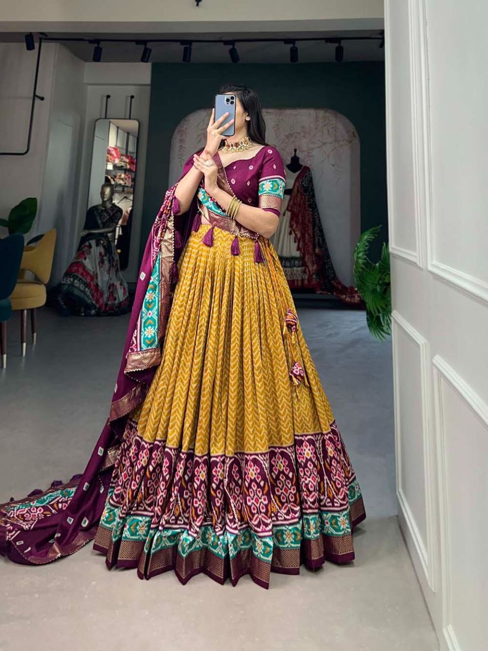 Tussar Silk Lehenga Choli With Heavy Tassels