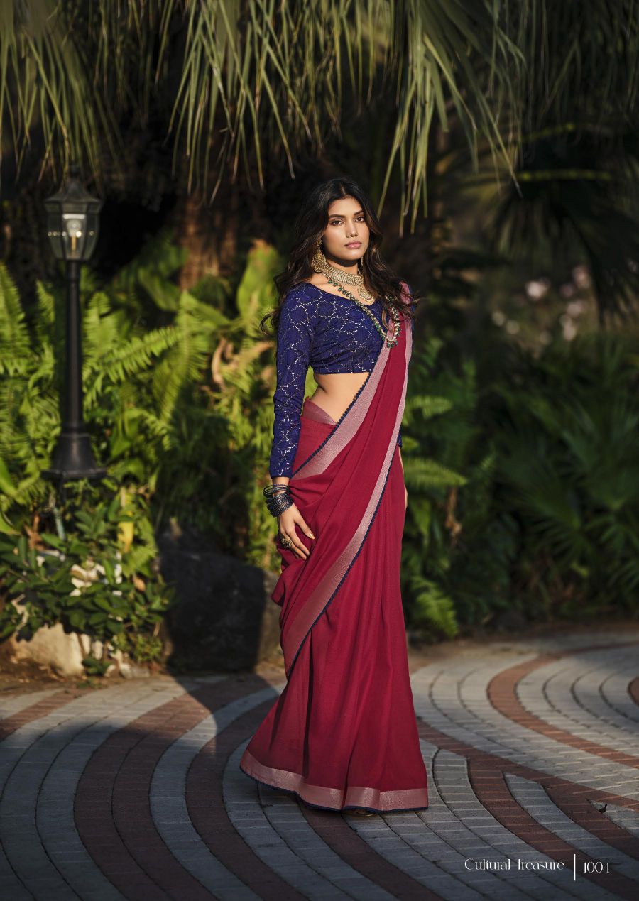 Linen Silk Saree With Lace & Rich Blouse- Off-white