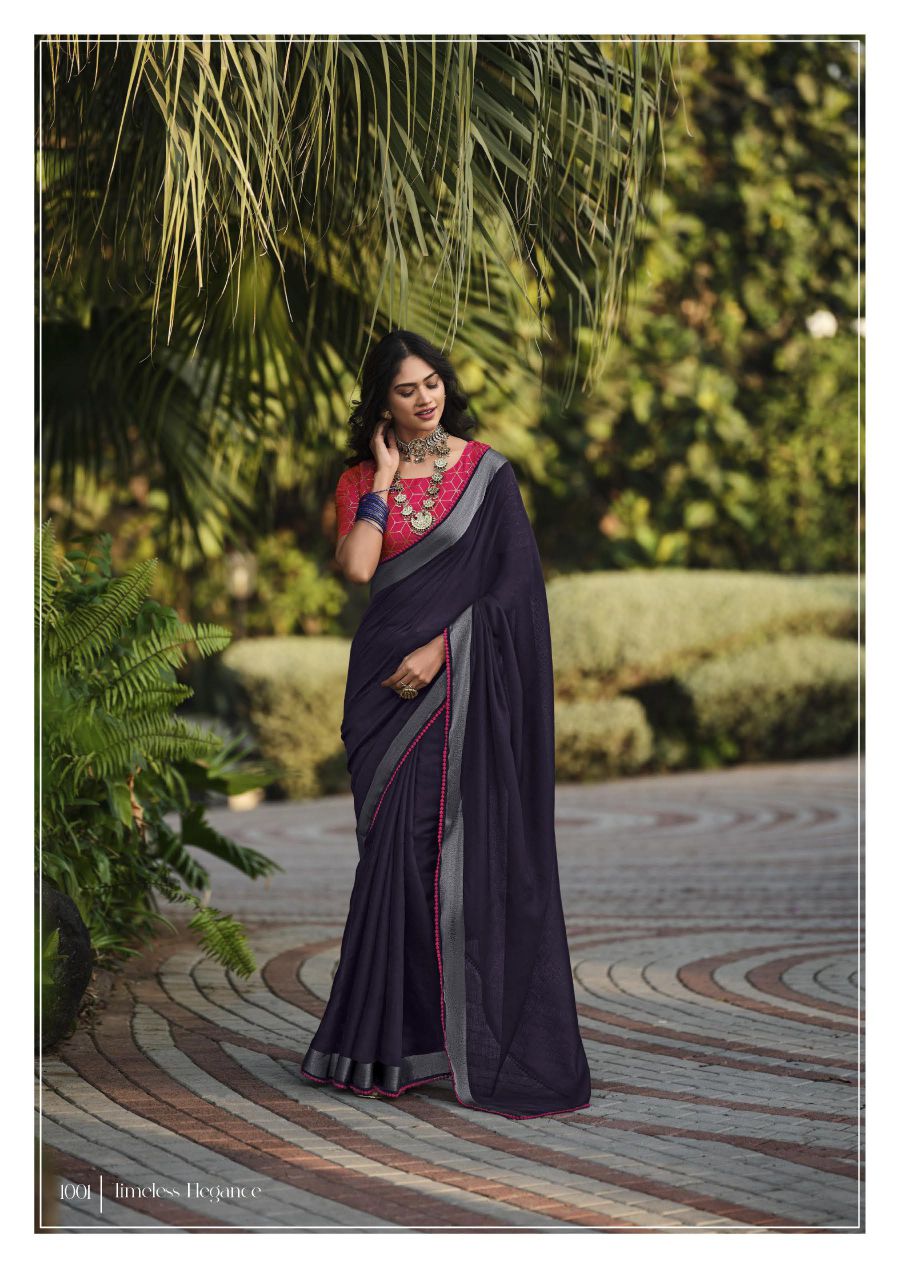 Linen Silk Saree With Lace & Rich Blouse- Black