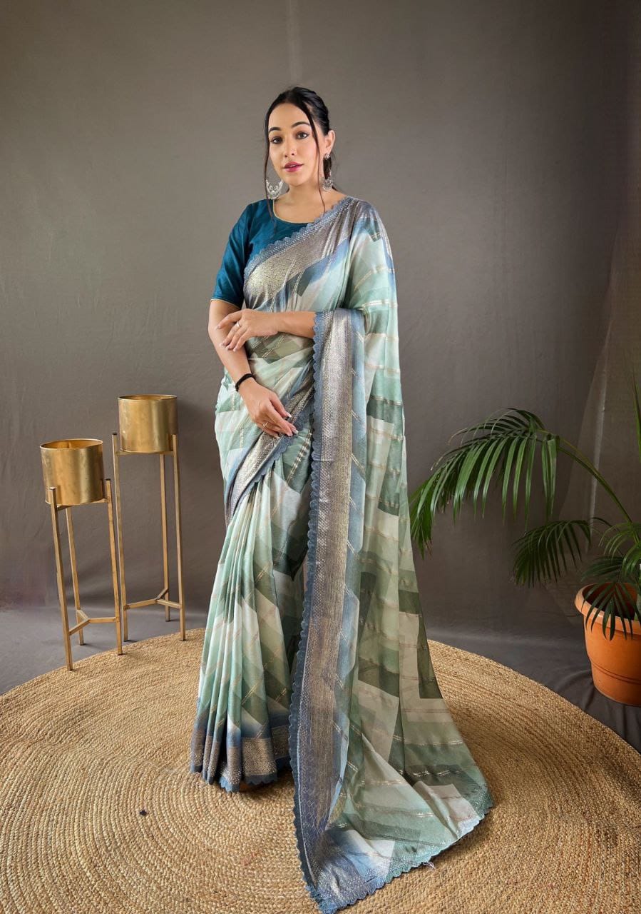 Organza diable saree with elegant border