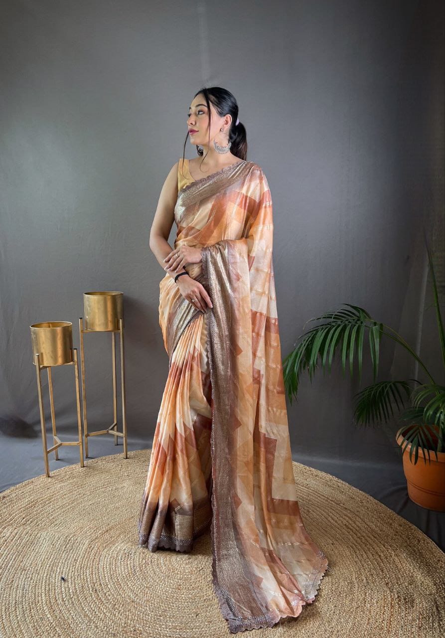 Organza diable saree with elegant border