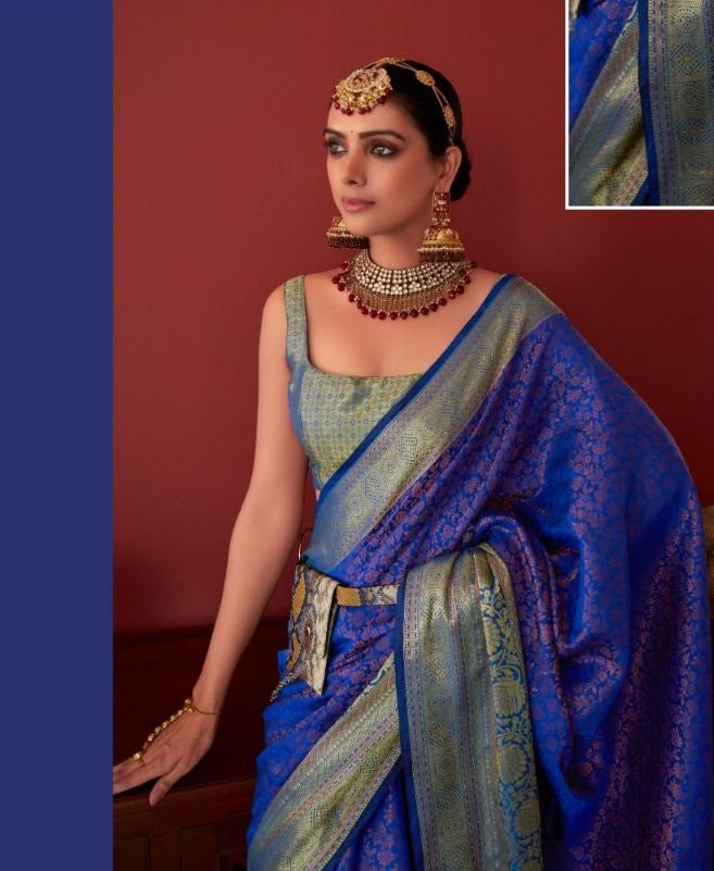 Beautiful Kanchivaram saree with Zari-  Olive Green