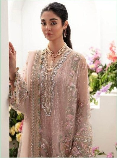 Pure Organza Light Pink Luxury Suit from our Royal Collection